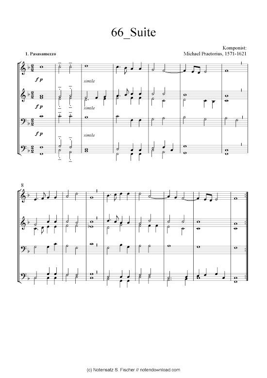 Suite (Quartett in C) (Quartett (4 St.)) von Michael Praetorius 1571-1621