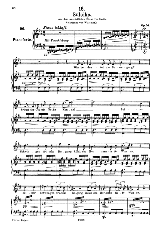 Suleika I D.720 Was bedeutet die Bewegung (Gesang hoch + Klavier) (Klavier  Gesang hoch) von Franz Schubert
