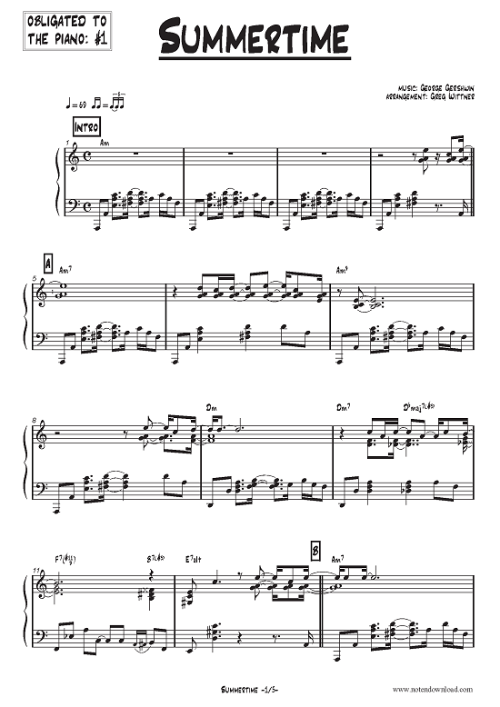 Summertime (Klavier Solo) (Klavier Solo) von George Gershwin