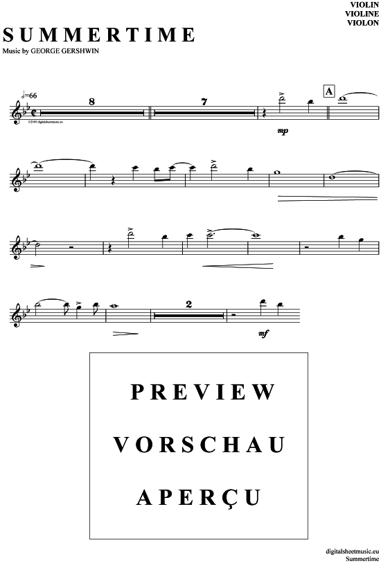 Summertime (Violine) (Violine) von George Gershwin