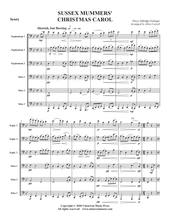 Sussex Mummers acute Christmas Carol (Tuba Ensemble EEETTT) (Ensemble (Tuba)) von Percy Grainger