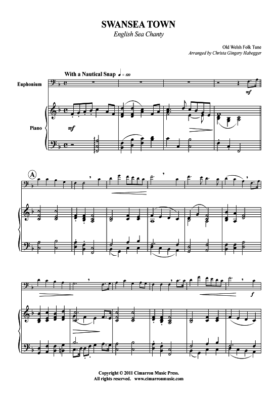Swansea Town (Bariton Posaune Trompete + Klavier) (Klavier  Bariton (Posaune)) von Altes Walisisches Volkslied
