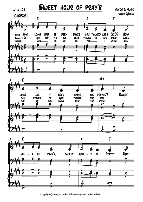 Sweet hour of prayr (Klavier + Gesang) (Gemischter Chor Klavier) von Hanjo G auml bler (aus Songs for Gospel Vol. 3)