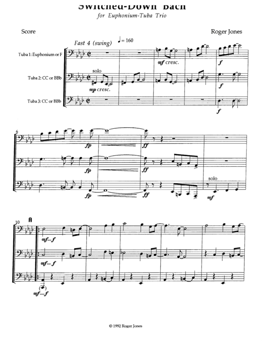 Switched Down Bach (Tuba Trio ETT) (Trio (Blech Brass)) von Roger Jones