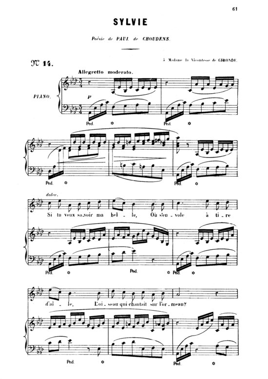 Sylvie Op.6 No.3 (Gesang hoch + Klavier) (Klavier  Gesang hoch) von Gabriel Faur eacute 