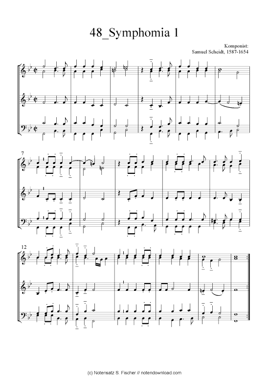 Symphomia (Quartett in C) (Quartett (4 St.)) von Samuel Scheidt 1587-1654