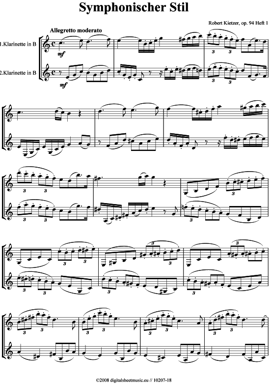 Symphonisches Duett op.94 (Klarinette) von Robert Kietzer