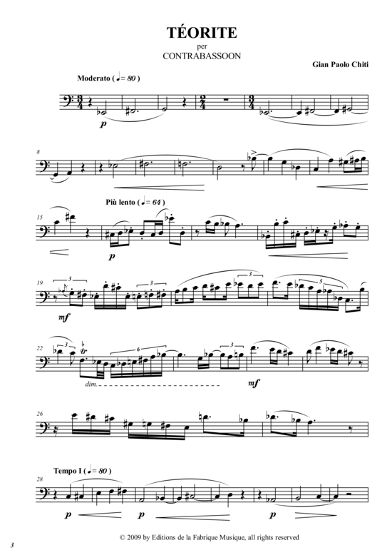 T amp eacute orite (Kontrafagott) (Fagott) von Gian Paolo Chiti