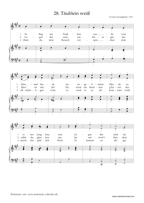 T ublein wei (Klavier + Gesang) (Klavier  Gesang) von Corners Gesangbuch 1631