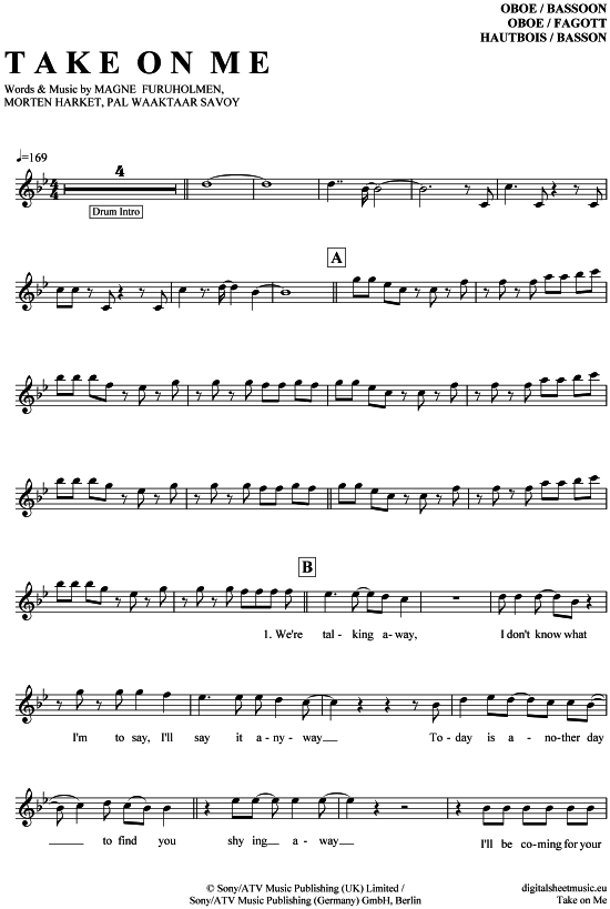 Take on me (Oboe  Fagott) (Oboe Fagott) von A-ha