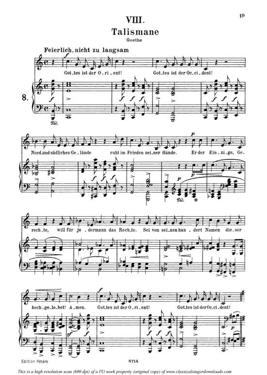 Talismane Op.25 No.8 (Gesang mittel + Klavier) (Klavier  Gesang mittel) von Robert Schumann