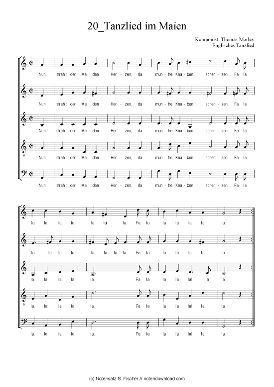 Tanzlied im Maien (Gemischter Chor) (Gemischter Chor) von Thomas Morley Englisches Tanzlied