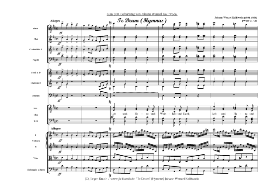 Te Deum (Hymnus) (Gemischter Chor + Orchster) (Gemischter Chor Orchester) von Johann Wenzel Kalliwoda (1801-1866)
