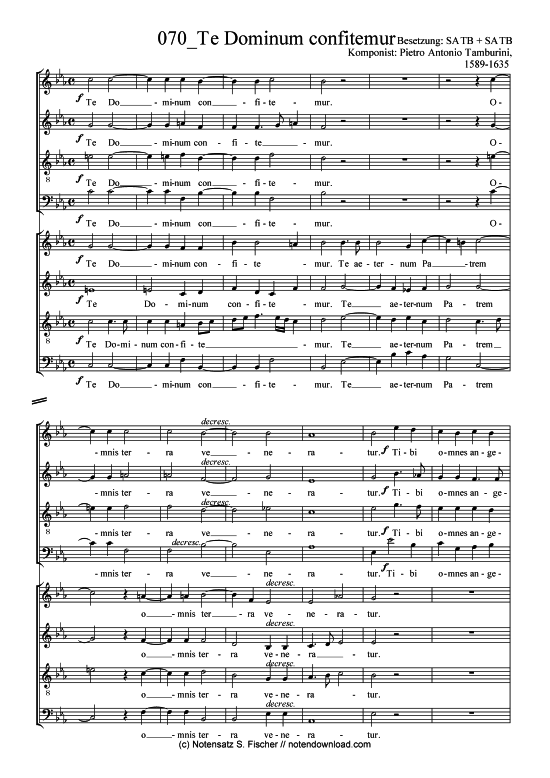 Te Dominum confitemur (Gemischter Chor) (Gemischter Chor) von Pietro Antonio Tamburini 1589-1635 