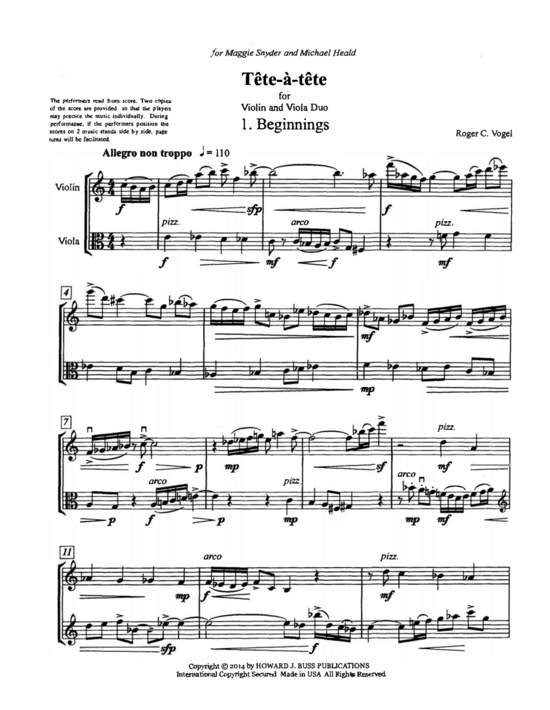 T te- -t te (Geige und Bratsche) (Duett (Streicher)) von Roger C. Vogel