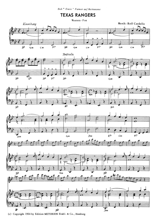 Texas Rangers (Klavier Solo) (Klavier Solo) von Bob Ernie Farmer