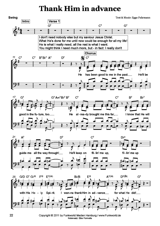 Thank him in advance (Gemischter Chor) (Gemischter Chor) von Eggo Fuhrmann (aus Songs for Gospel Vol. 4)