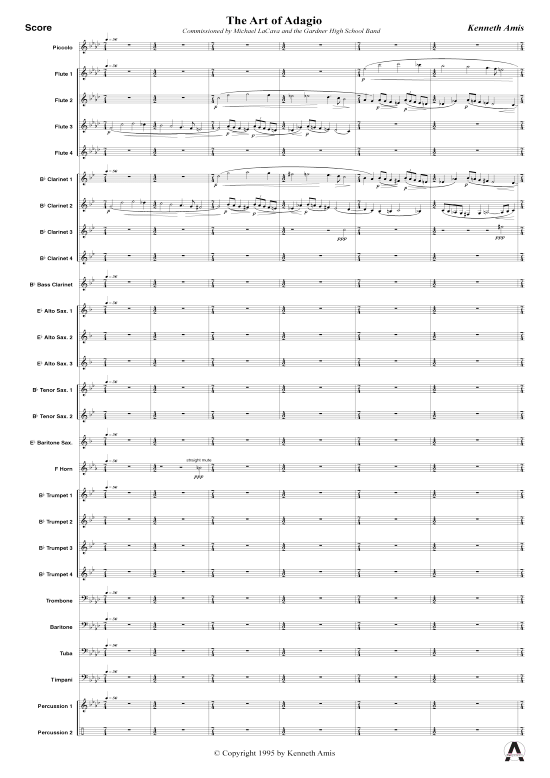 The Art of Adagio (Concert Band) (Concert Band) von Kenneth Amis (nur Partitur )