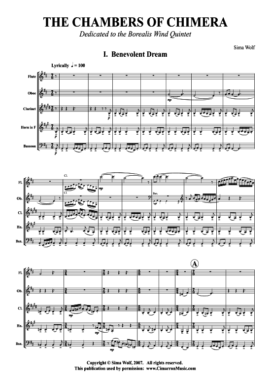 The Chambers of Hemera (Holzbl auml ser-Quintett) (Quintett (Holzbl ser)) von Sima Wolf