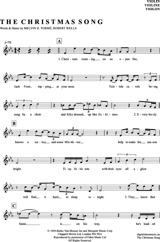 The Christmas Song (Merry Christmas To You) (Violine) (Violine) von Mel Torme