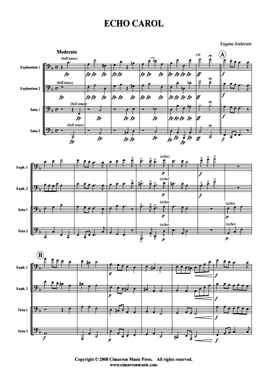 The Echo Carol (Tuba Quartett 2x Bariton 2xTuba) (Quartett (Tuba)) von Eugene Anderson