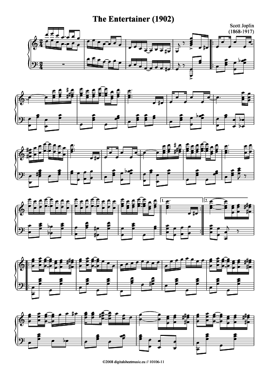 The Entertainer (1902) (Klavier solo) (Klavier Solo) von Scott Joplin (1868-1917)
