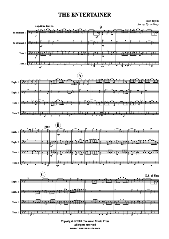 The Entertainer (Tuba Quartett 2x Bariton 2xTuba) (Quartett (Tuba)) von Scott Joplin