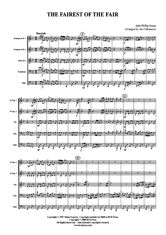 The Fairest of the Fair (Blechbl serquintett) (Quintett (Blech Brass)) von John Philip Sousa (arr. Villanueva)