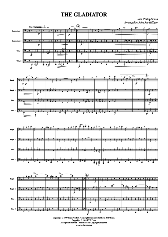The Gladiator (Tuba Quartett 2x Bariton 2xTuba) (Quartett (Tuba)) von John Phillip Sousa