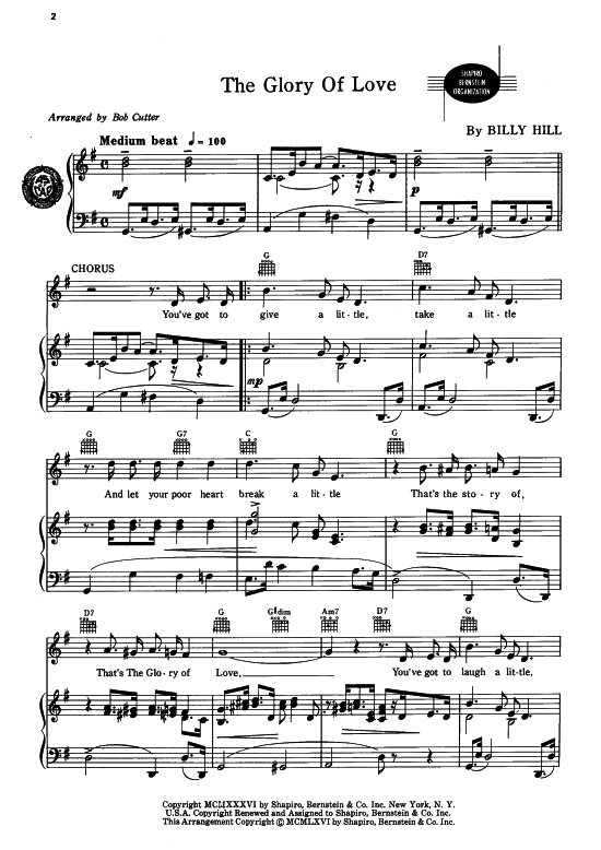 The Glory of Love (Klavier + Gesang) (Klavier Gesang  Gitarre) von Benny Goodman The Five Keys