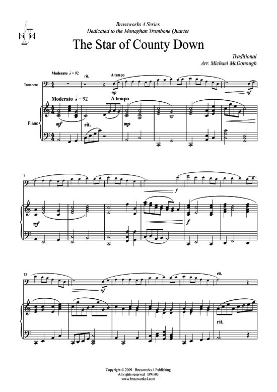 The Star of County Down (Posaune + Klavier) (Klavier  Posaune) von Traditional