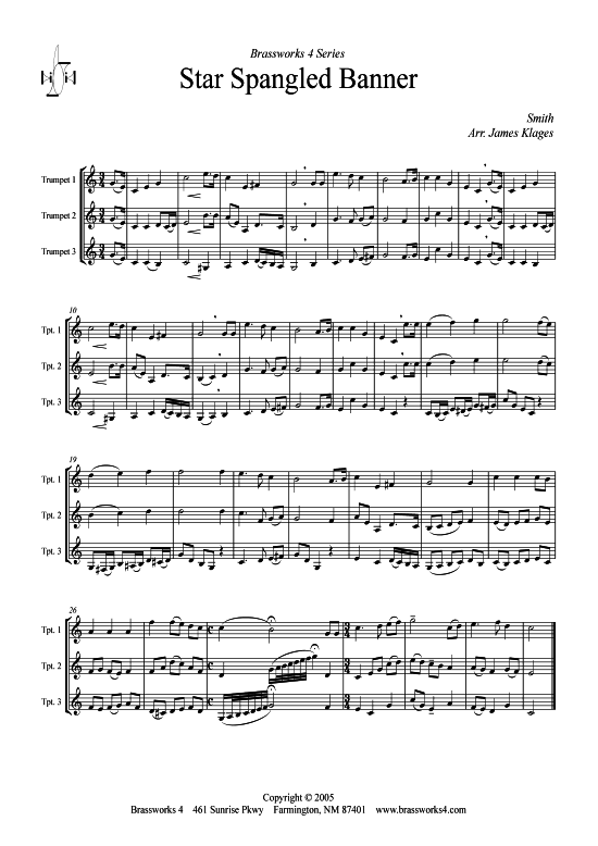 The Star Spangled Banner (3x Trompete) (Trio (Trompete)) von John Stafford Smith