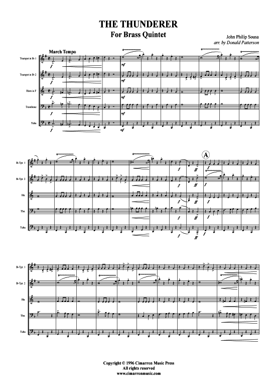 The Thunderer (Blechbl auml serquintett) (Quintett (Blech Brass)) von John Philip Sousa