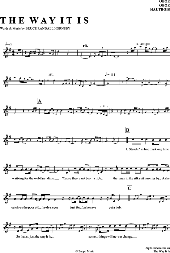 The Way It Is (Oboe) (Oboe Fagott) von Bruce Hornsby