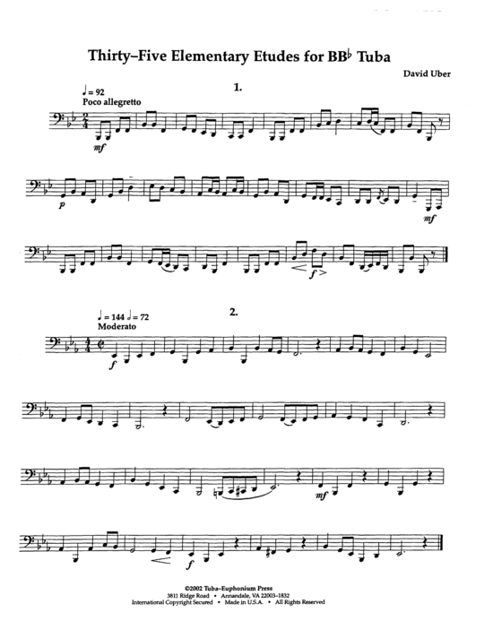 Thirty-five Elementary Etudes (Tuba Solo) (Tuba (Solo)) von David Uber