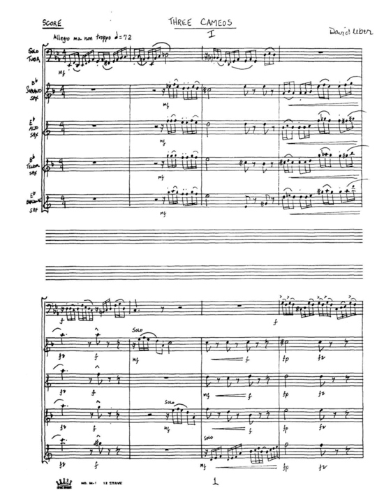 Three Cameos (Saxophon Quartett + Tuba Solo) (Quintett (5 St.)) von David Uber