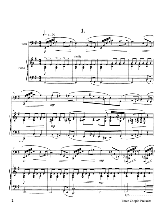 Three Chopin Preludes (Tuba + Klavier) (Klavier  Tuba) von Frederick Chopin