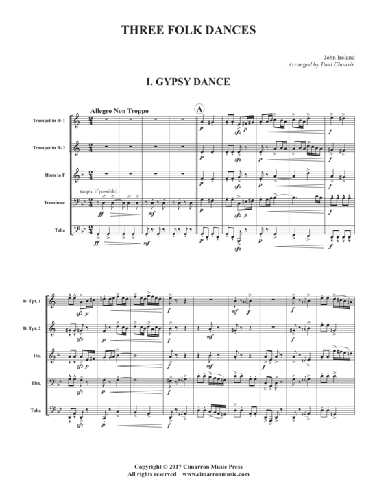 Three Folk Dances (Blechbl auml serquintett) (Quintett (Blech Brass)) von John Ireland