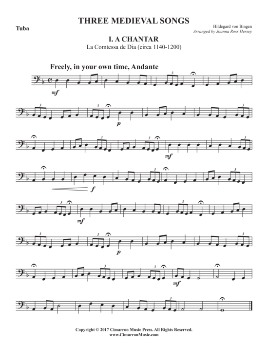 Three Medieval Songs (Tuba Solo) (Tuba (Solo)) von Arr. Joanna Ross Hersey