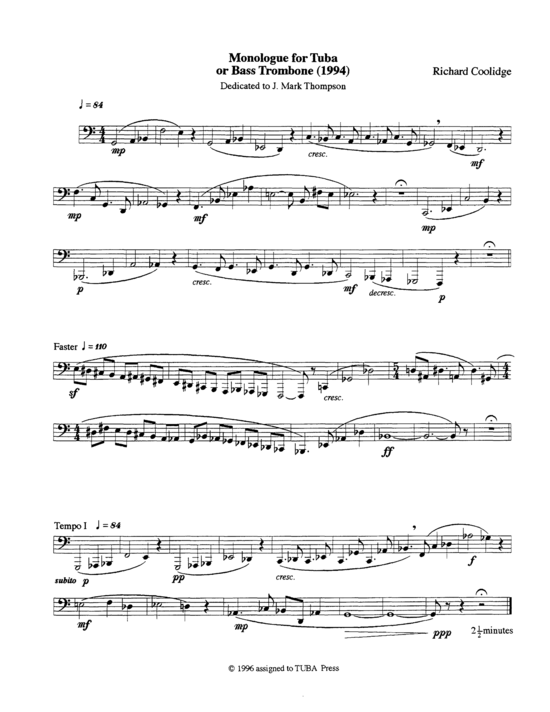 Three Monologues (Tuba Solo) (Tuba (Solo)) von Richard Coolidge