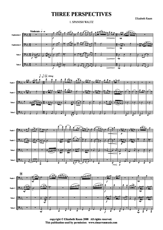 Three Perspectives (Tuba Quartett 2x Bariton 2xTuba) (Quartett (Tuba)) von Elizabeth Raum
