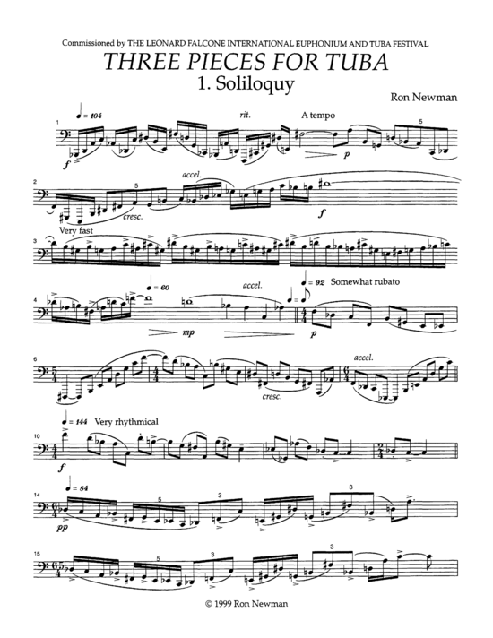 Three Pieces for Tuba (Tuba Solo) (Tuba (Solo)) von Ron Newman