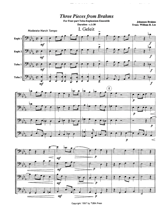 Three Pieces from Brahms (Tuba Quartett EETT) (Quartett (Tuba)) von Johannes Brahms