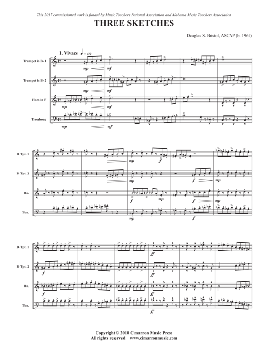 Three Sketches (Blechbl auml ser Quartett) (Quartett (Blech Brass)) von Douglas Bristol