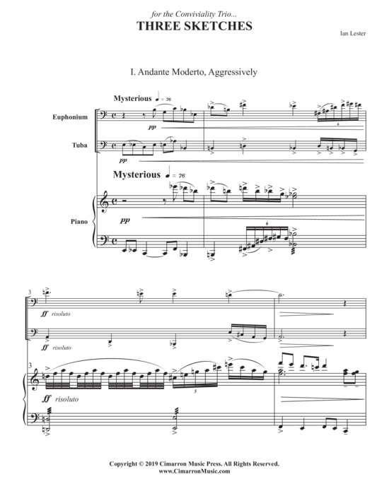 Three Sketches (Euphonium Tuba + Klavier) (Trio (Klavier  2 St.)) von Ian Lester