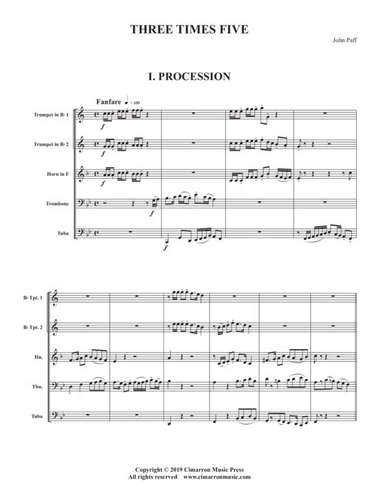 Three Times Five (Blechbl auml ser Quintett) (Quintett (Blech Brass)) von John Paff