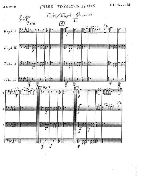 Three Traveling Shorts (Tuba Quartett EETT) (Quartett (Tuba)) von Robert Harrold