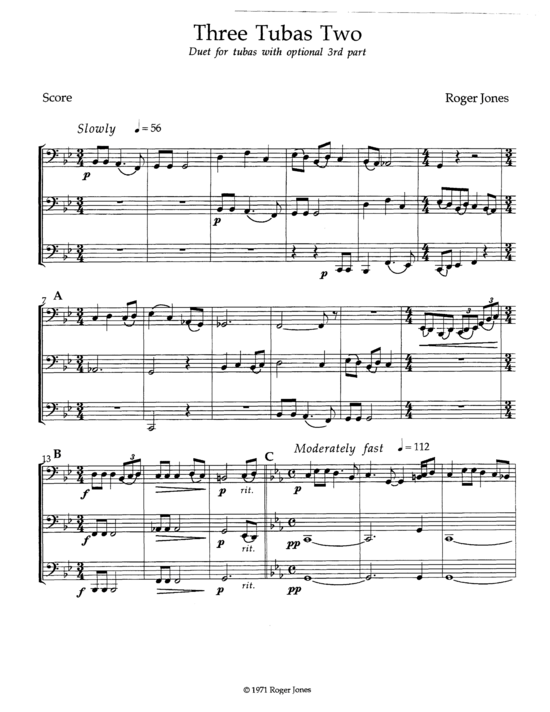 Three Tubas Two (Tuba Dett + opt. Tuba 3) (Trio (Blech Brass)) von Roger Jones