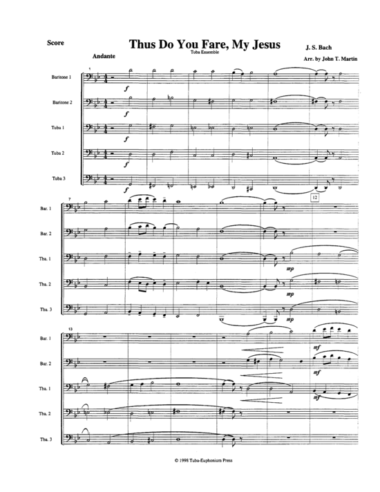 Thus Do You Fare My Jesus (Tuba Quintett EETTT) (Quintett (Tuba)) von J.S. Bach