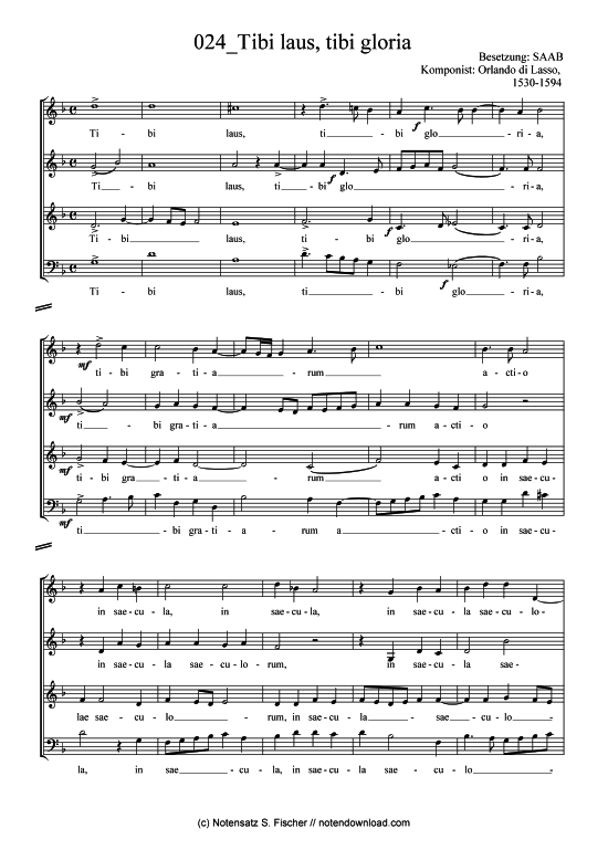 Tibi laus tibi gloria (Gemischter Chor) (Gemischter Chor) von Orlando di Lasso 1530-1594 